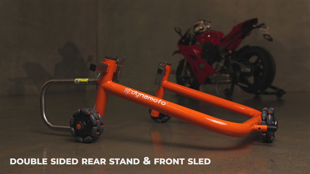 Dynamoto double-sided rear stand and front sled product video